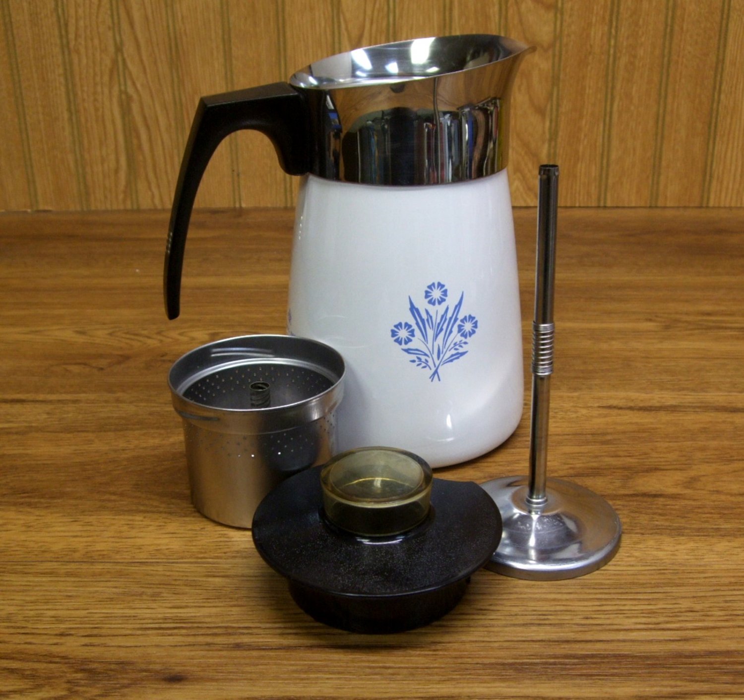 Corningware Cornflower Blue Stovetop P146 Coffee Pot Percolator Six 6