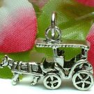 925 STERLING SILVER HORSE AND CARRIAGE CHARM / PENDANT