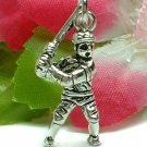 925 STERLING SILVER BASEBALL PLAYER WITH BAT CHARM / PENDANT