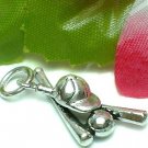 925 STERLING SILVER BASEBALL, BATS AND CAP CHARM / PENDANT