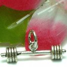 925 STERLING SILVER BARBELL WEIGHTLIFTER CHARM / PENDANT