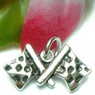 925 STERLING SILVER RACING FLAG CHARM / PENDANT