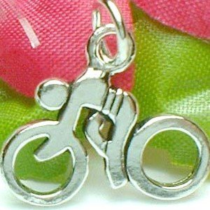 925 STERLING SILVER CYCLIST SYMBOL CHARM / PENDANT