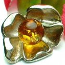925 STERLING SILVER FLOWER WITH AMBER STONE PENDANT