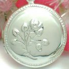 STERLING SILVER ROUND W/ FLOWERS PHOTO LOCKET / PENDANT