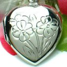 STERLING SILVER HEART W/ FLOWER PHOTO LOCKET PENDANT #8