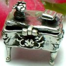 STERLING SILVER MINIATURE TABLE W/ROSE (OPENS) PILLBOX