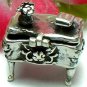 STERLING SILVER MINIATURE TABLE W/ROSE (OPENS) PILLBOX