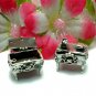STERLING SILVER MINIATURE TABLE W/ROSE (OPENS) PILLBOX