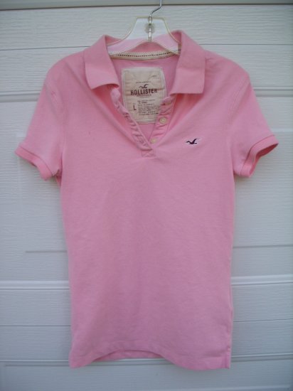 Hollister Pink Polo Tee SIZE LARGE