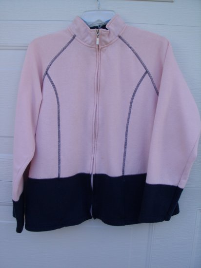 Jennifer Moore Pink and Navy Zipup SIZE LARGE