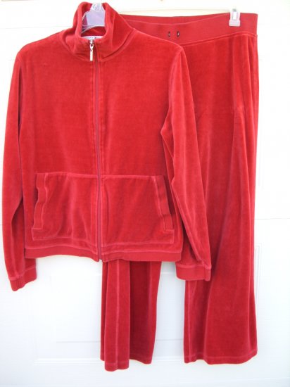 Tommy Hilfiger Red Velour Track Outfit 2pcs SIZE LARGE