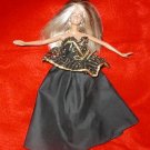 FANCY BARBIE DOLL BLACK EVENING GOWN CROCHET SHAWL FUR