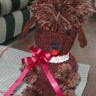 TOY POODLE BROWN TOILET PAPER COVER CROCHET HOMEMADE U.S.A.