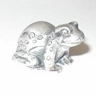MINIATURE PEWTER FROG VINTAGE 34 INCH TALL X 1 1/2 INCHES WIDE