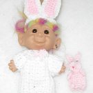 TROLL OUTFIT COSTUME BUNNY RABBIT CROCHET 5" OOAK HARE RABBIT EARS