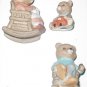 Homco Teddy Bear 3  Figurines #1470  Home Interiors rocking chair mama dad