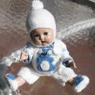 BABY DOLL CLOTHES  11 1/2" DOLL - CROCHET USA HAND MADE, HOME MADE.  T-SHIRT AND DIAPER