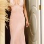 Chiffon Beaded Long Halter Gown with Train - Pink