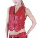 Red Leather Braided Vest