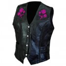 Ladies Rose Design Leather Vest