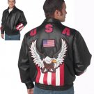 USA/Eagle Solid Leather Jacket
