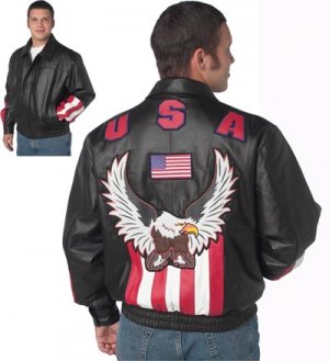 USA/Eagle Solid Leather Jacket