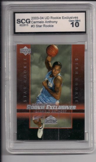 2003-04 UD ROOKIE EXCLUSIVES CARMELO ANTHONY NUGGETS ROOKIE CARD GRADED ...