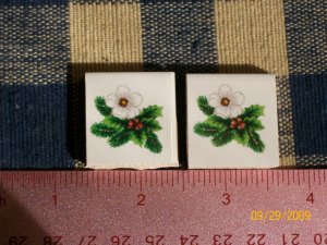 Mosaic Tiles *~XMAS FLOWERS*~2 HM Kiln Fired