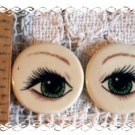 ~*Fabulous ~GREEN EYES~ 2 HM Mosaic Tiles Focals