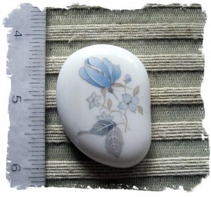 Mosaic Tiles ~BLUE ROSE BUD~on White Glass Pendant