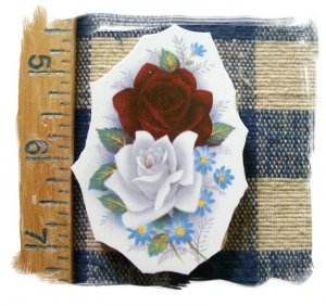 Mosaic Tiles *~RED & WHITE ROSES*~1 LG. HM Focal