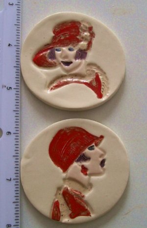 Elegant *~RED HAT LADIES~* 2 Pendant - Mosaic Tiles