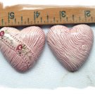Mosaic Tiles~PINK HEART SET~ 2  Kiln Fired HM Clay