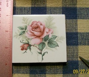 Mosaic Tiles *~ELEGANT PINK ROSE*~1 LG. HM Focal