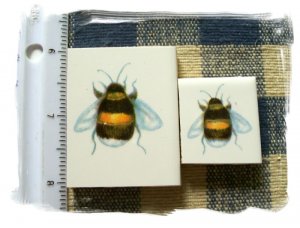 Mosaic Tiles *~ADORABLE BUMBLE BEES*~ 2 HM Kiln Fired