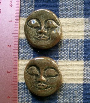 Mosaic Tiles ~*SOOTY GREY  FACES*~ 2 HM Clay Kiln Fired