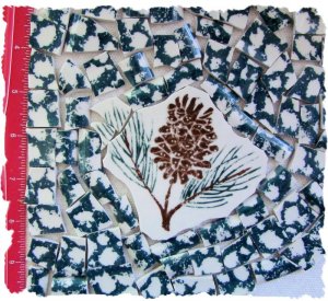 *~76 BLUE SPONGE LIKE TILES~ with Pine Cone Centerpiece