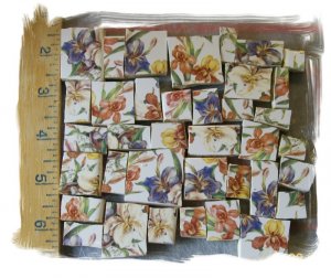 ~*BEAUTIFUL IRIS CHINTZ~* 50+ Mosaic Tiles