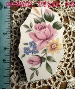 Mosaic Tiles *~PINK ROSE & DAISY*~1 LG. HM Kiln Fired