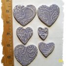 Mosaic Tiles ~LAVENDER HEARTS~Kiln Fired  Embossed Clay