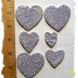 Mosaic Tiles ~LAVENDER HEARTS~Kiln Fired  Embossed Clay