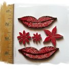 Mosaic Tiles ~LIPS & STARS~ 5 Kiln Fired  Embossed Clay