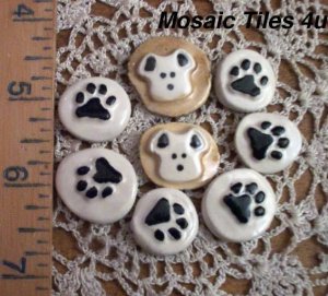 Mosaic Tiles ~*PUPPY PAWS & FACES*~ 8 HM Clay Kiln