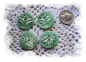 Mosaic Tiles~EMBOSSED LEAF COINS+~4 Kiln Fired HM Clay