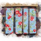 *~STRAWBERRY ON AQUA CHINTZ~* 5 Cut-2-Fit Mosaic Tiles
