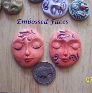 2 Pottery Embellishment*~SWIRLED EMBOSSED FACES~Mosaic