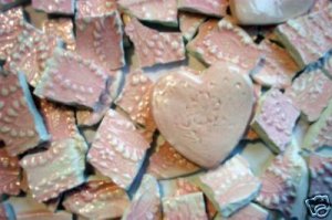 *~SHABBY PINK EMBOSSED LACE~* 75+ HM HC Mosaic Tiles