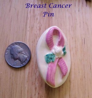 Handmade ~BREAST CANCER PIN~ HM Kiln Fired Jewelry