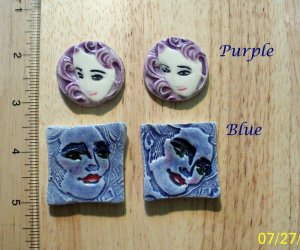 Pottery Embellishmt~MODERN FACES~2 LG. Pendant-Tile-Art